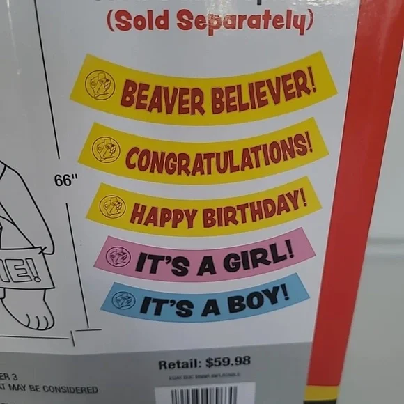 Buc-ee the Beaver Mascot Blow -up w/PARTY TIME BANNER included